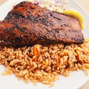 Blackened Ahi, Cole Slaw &amp; Cajun Rice