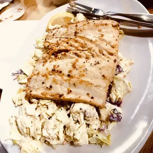 Garlic ahi with slaw