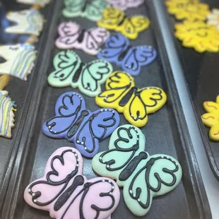 a variety of decorated cookies
