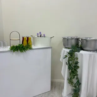 Bar and buckets provided