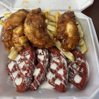 Red Velvet Chicken & Waffle Meal