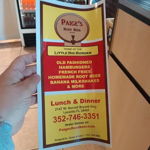 a menu for a restaurant