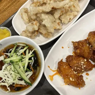 Sweet and spicy chicken wings. Sweet and sour pork.