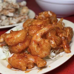 The crunch on the chili shrimp is insanely good