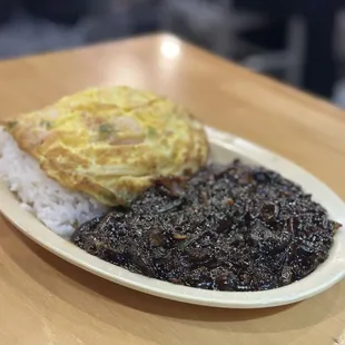 Jajangbap / Blackbean Sauce Over Omelet Rice &amp; Spicy Soup on the Side