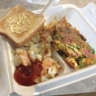 Western omelet with home fries