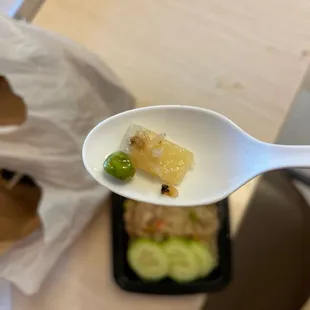 Not fresh peas and pineapple looks like canned pineapple , is that what I get for 9.99?