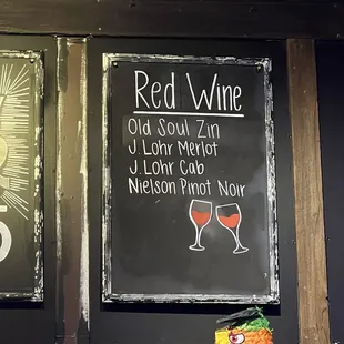 Red wine menu