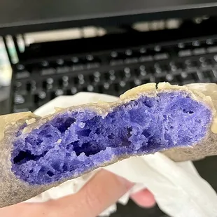 Hokkaido milk tea x ube mochi donut