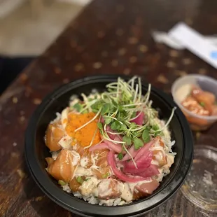 a bowl of food on a table
