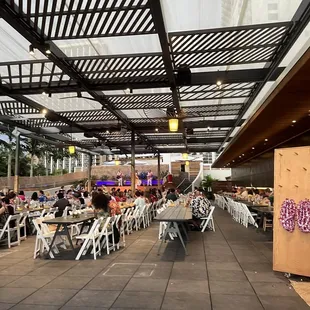 a large outdoor dining area