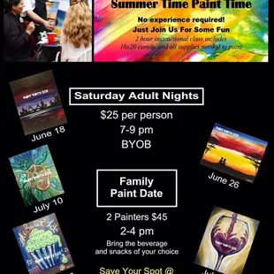 A few open paint nights this summer ... BYOB venue !