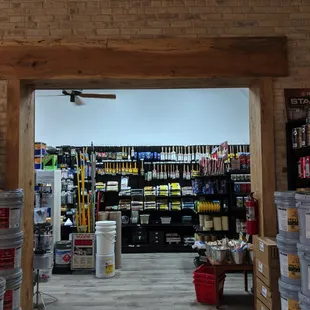 the inside of a paint shop