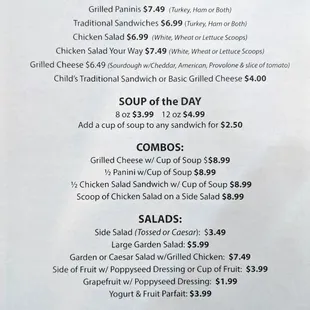 Lunch menu