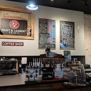 a coffee shop with a variety of items