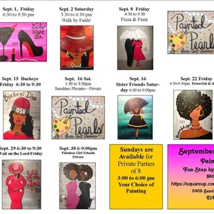 Here is our Sept. 2017 calendar. Book your seat today! https://squareup.com/market/blind-faith-fine-art