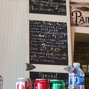 a chalkboard with a menu on it