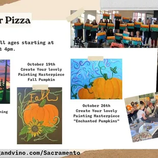 All ages events at CRP Pizza
Oct 12th Twilight
Oct 19th Fall Pumpkin
Oct 26th Enchanted Pumpkins

https://paintingandvino.com/