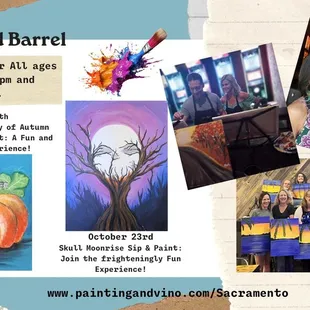 Autumn Harvest
https://paintingandvino.com/event/autumn-harvest-2/

Skull Moonrise
https://paintingandvino.com/event/moonrise-paiting/