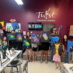 A fun family friendly class painting Neon Animals