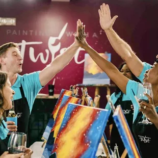 Painting is a fun company team building activity.