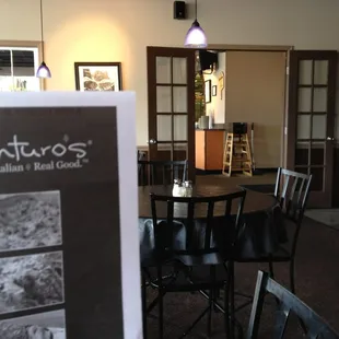 Take out menu and dining area.