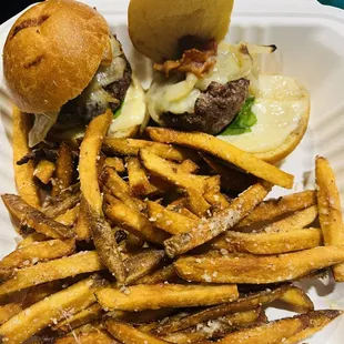 Dry Aged Beef Sliders with Parmesan Truffle fries