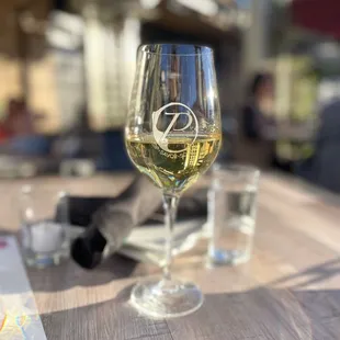 a glass of white wine