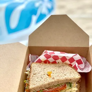 Egg salad and avocado on whole wheat