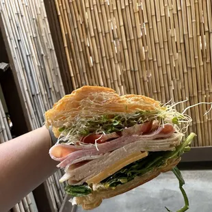 Turkey, Ham, American cheese sandwich