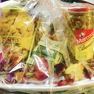 a plate of food wrapped in plastic