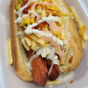 Columbian Style jumbo hot dog