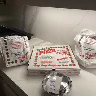 Pizza, Baked Ziti. Garlic Bread and Dessert! Yummy!