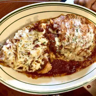 Veal Parmesan, and lasagna combination