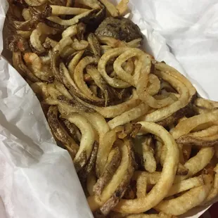 Curly fries...simple but so good. They'll keep me coming back here.