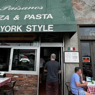 people eating outside