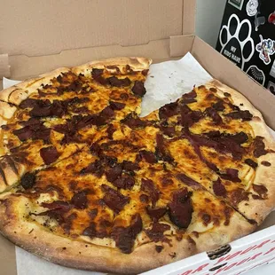 Pastrami pizza 2-3 hours old.