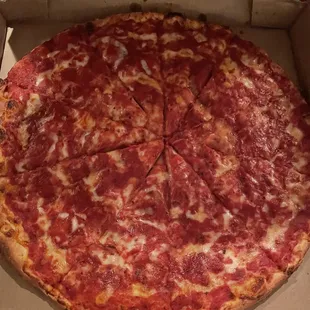 Large Cheese Pizza  Extra Sauce Well Done To Perfection