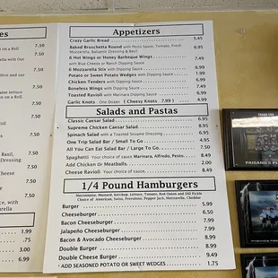 the menu