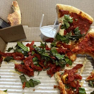 Excessive basil and sun dried tomato