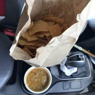 Chips and salsa: definitely spicy salsa