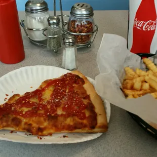 Sausage Pizza Slice &amp; Fries w/coke