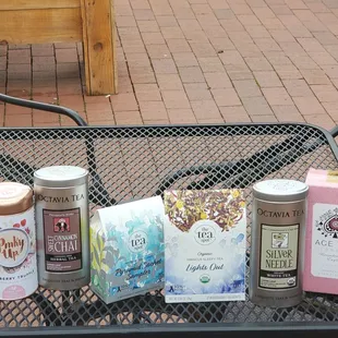 a variety of teas on a table