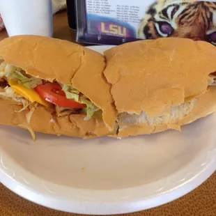 Turkey n cheese po-boy