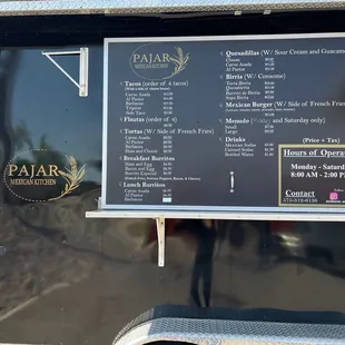 Food truck menu