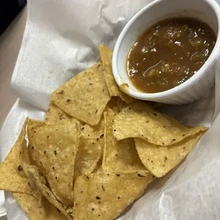 Chips and salsa amazing. Salsa was flavorful and spicy.