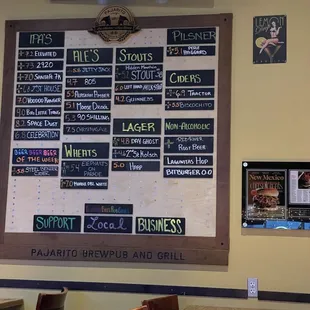 Beer menu