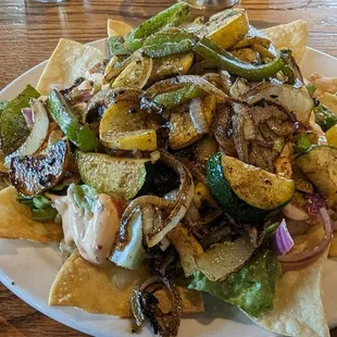 Fajita Salad, Vegetarian option grilled veggies instead of grilled chicken.
