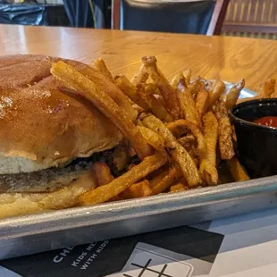 Kids burger, more bun than burger.