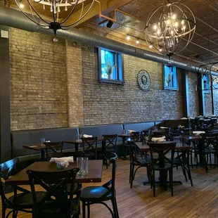 tables and chairs in a restaurant